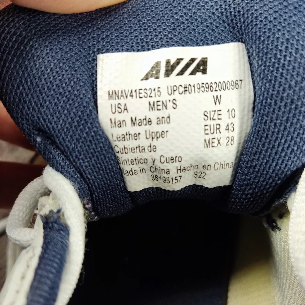Avia Walking Shoes Mens Size 10 Wide White/Navy Memory Foam Low‎ MNAV41ES215